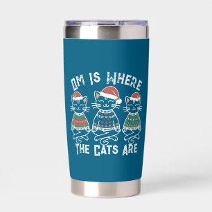 Om Is Where the Cats Are - Funny Yoga Christmas Insulated Tumbler