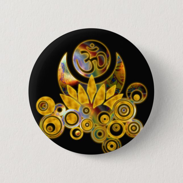 Om Lotus | black Button (Front)