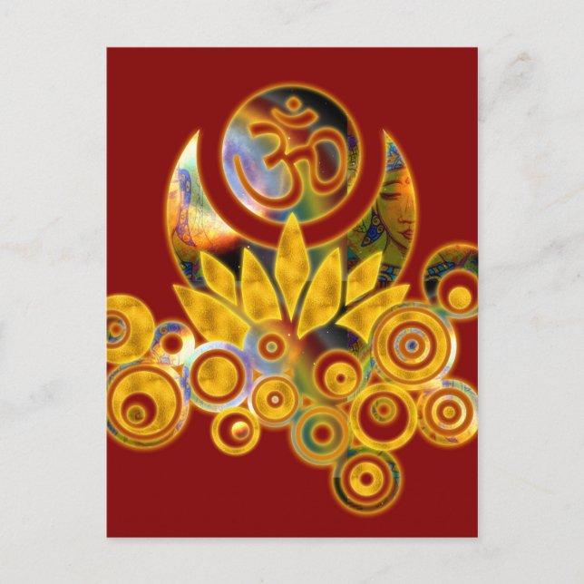 Om Lotus | dark red Postcard (Front)