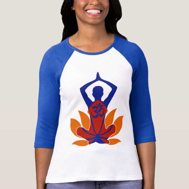 Om Lotus Flower Yoga Pose Fashion T-Shirt (Front)