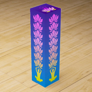 Om Lotus Flower Yoga Style Pose Wine Box