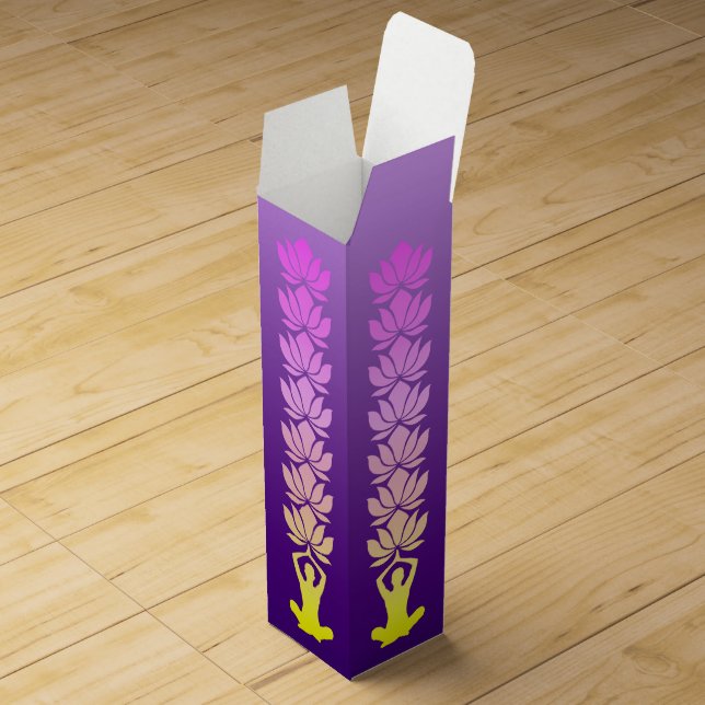 Om Lotus Flower Yoga Style Pose Wine Box (Opened)
