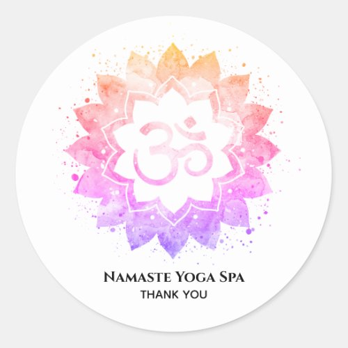  OM Lotus  Mandala Spiritual Aum Symbol Flower Classic Round Sticker