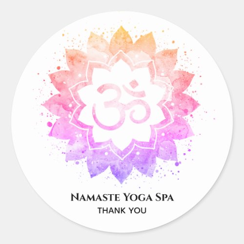 *~* OM Lotus  Mandala Spiritual Aum Symbol Flower Classic Round Sticker