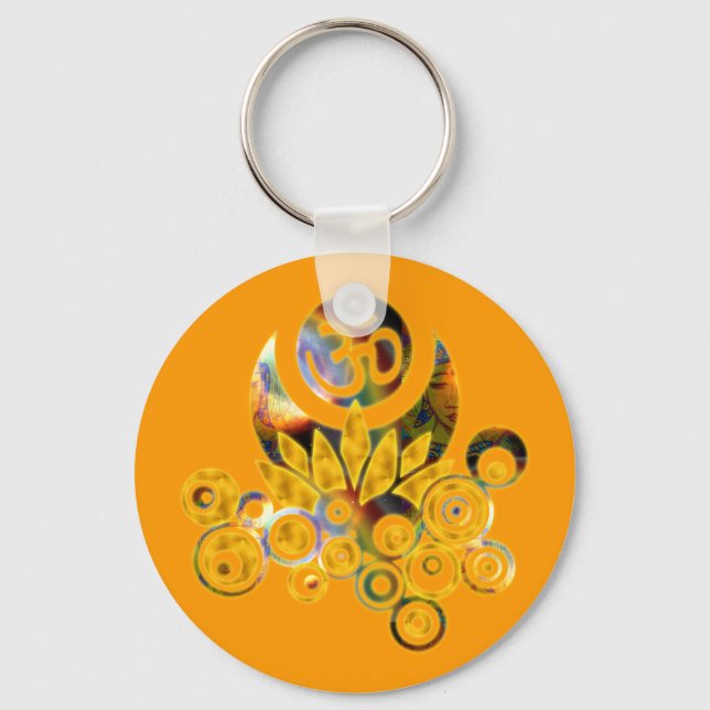 Om Lotus | orange Keychain (Front)
