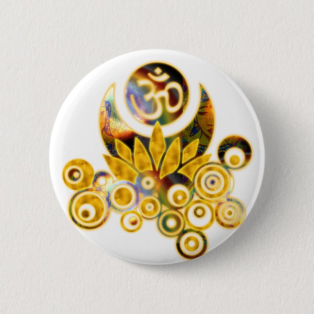 Om Lotus Pinback Button (Front)