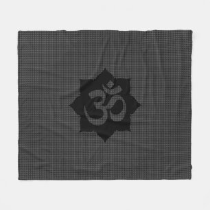 OM Lotus Spirituality Yoga in Carbon Fiber Style Fleece Blanket