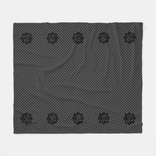 OM Lotus Spirituality Yoga in Carbon Fiber Style Fleece Blanket