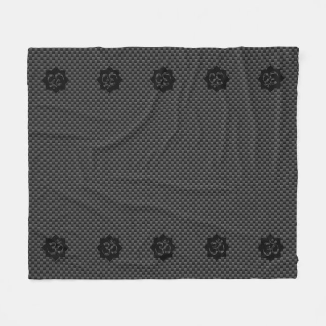 OM Lotus Spirituality Yoga in Carbon Fiber Style Fleece Blanket (Front (Horizontal))