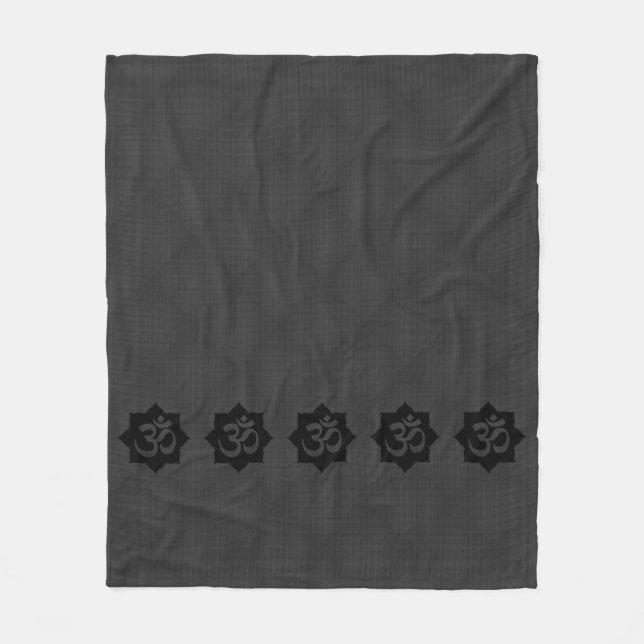 OM Lotus Spirituality Yoga in Carbon Fiber Style Fleece Blanket (Front)