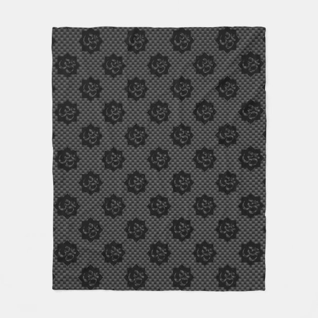 OM Lotus Spirituality Yoga in Carbon Fiber Style Fleece Blanket (Front)