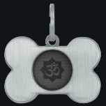 OM Lotus Spirituality Yoga in Carbon Fiber Style Pet Tag<br><div class="desc">An OM Symbol Lotus Spirituality Yoga design presented here on a charcoal carbon fiber style background. Sounds good,  suits well for any occasion.</div>