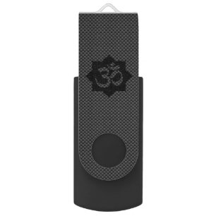OM Lotus Spirituality Yoga in Carbon Fiber Style USB Flash Drive