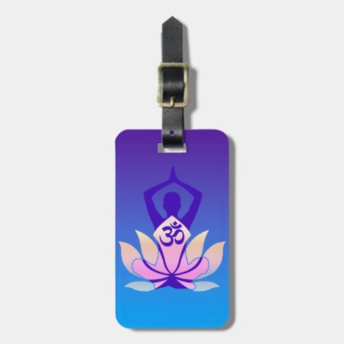 Om Lotus Yoga Pose Decor Luggage Tag