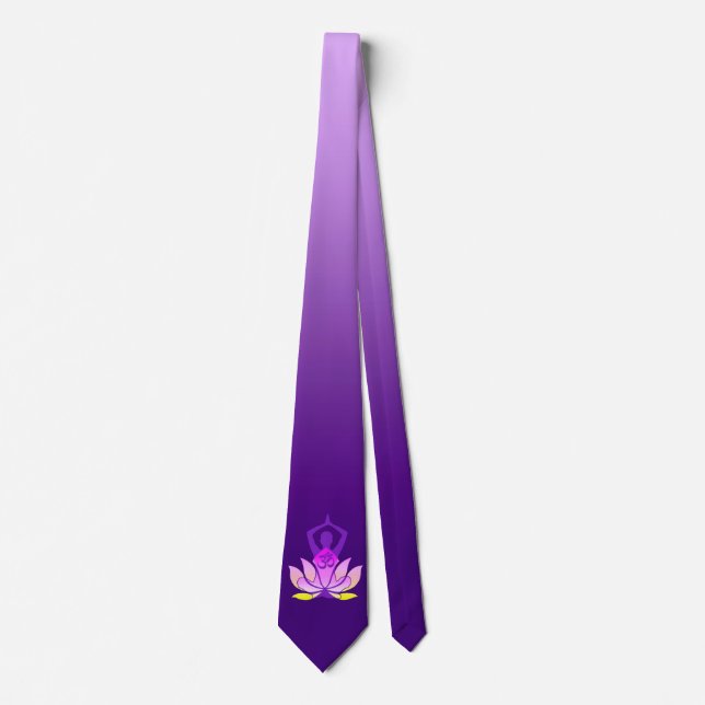 Om Lotus Yoga Pose Neck Tie (Front)