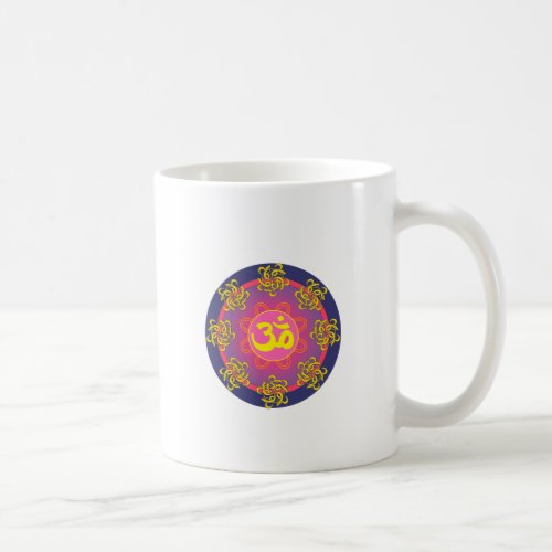 Om Mandala Blue Border Coffee Mug