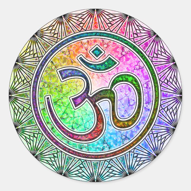 OM-mandala Classic Round Sticker (Front)