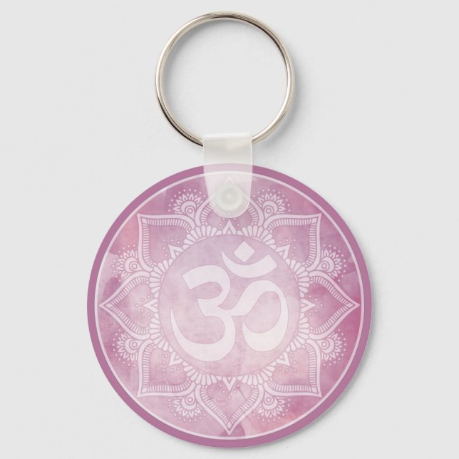 Om Mandala Pink Keychain (Front)