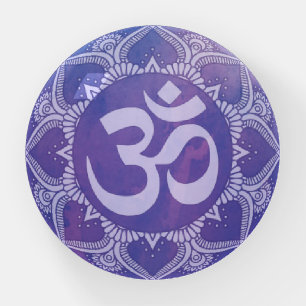 Om Mandala Purple Paperweight