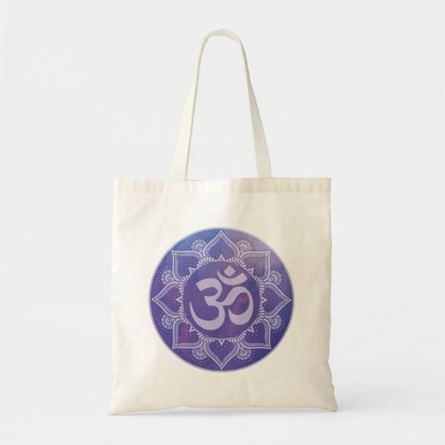 Om Mandala Purple Tote Bag (Front)