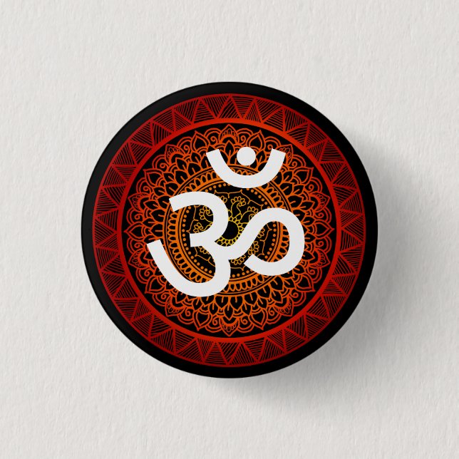 Om Mandala Red Root Chakra Button (Front)