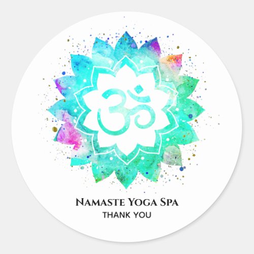  OM Mandala Spiritual Aum Symbol Lotus  Flower Classic Round Sticker
