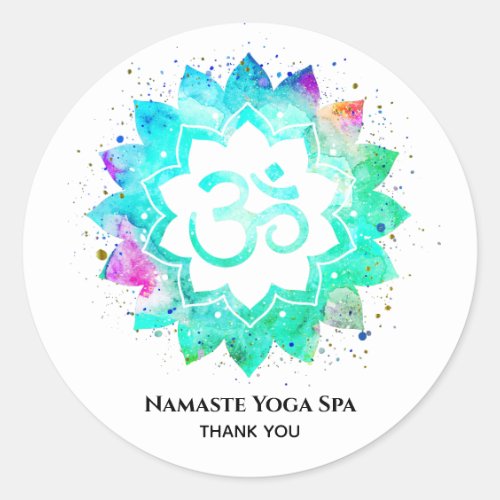 *~* OM Mandala Spiritual Aum Symbol Lotus  Flower Classic Round Sticker