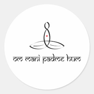 Om Mani Padme Hum - Black Sanskrit style Classic Round Sticker