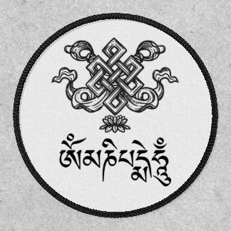 Om Mani Padme Hum Buddhist Mantra Endless Knot Patch