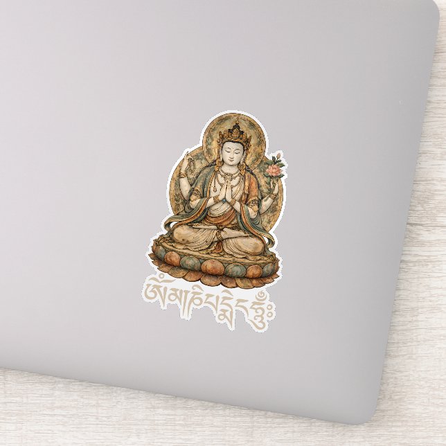 Om Mani Padme Hum Chenrezig Compassion Mantra Sticker (Detail)