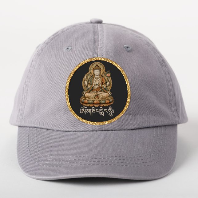 Om Mani Padme Hum Chenrezig Mantra of Compassion Patch (On Headwear)