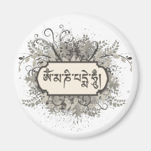 Om Mani Padme Hum Floral Magnet