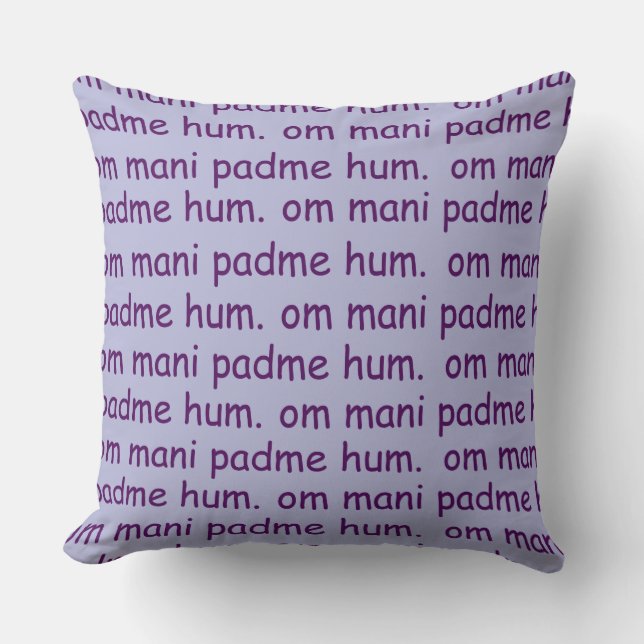 Om Mani Padme Hum Lavender Throw Pillow (Front)