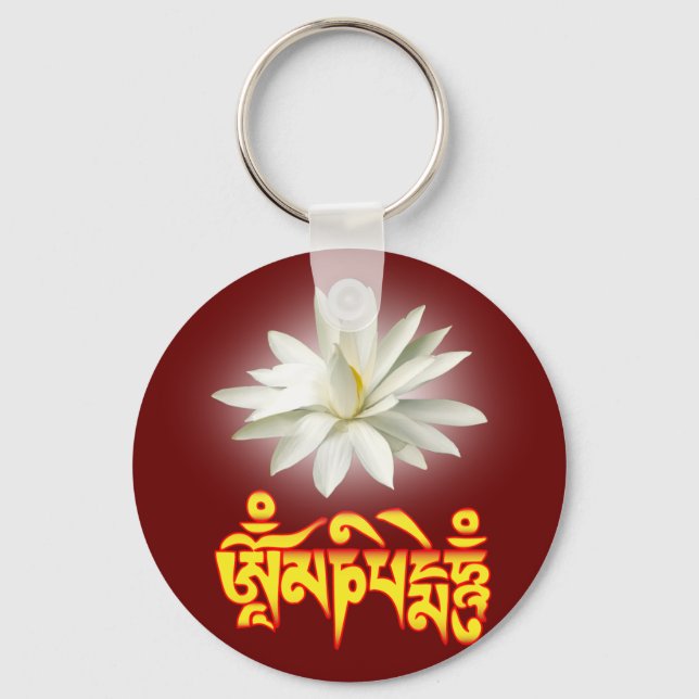 Om mani padme hum mantra keychain (Front)