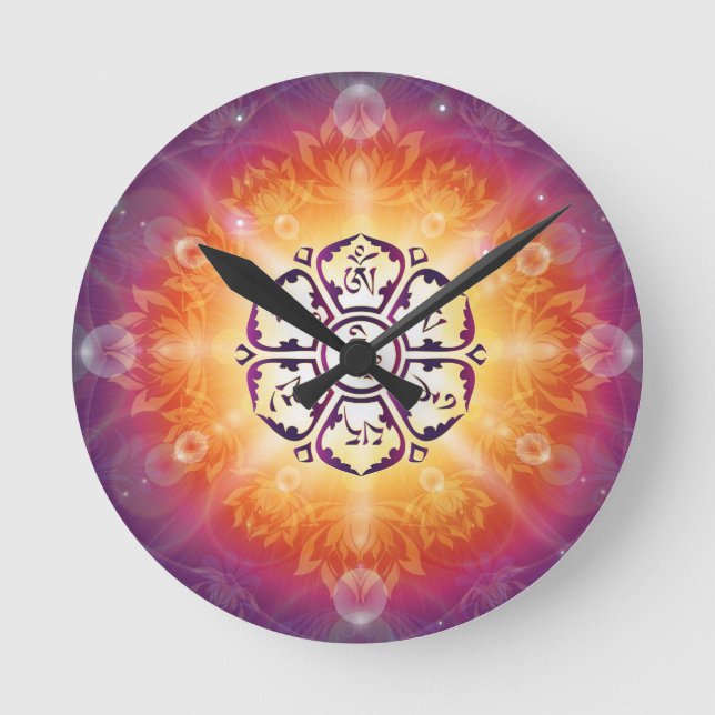 Om Mani Padme Hum Mantra Round Clock (Front)