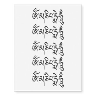 Om Mani Padme Hum Tibetan Buddhist Mantra Chenrezi Temporary Tattoos