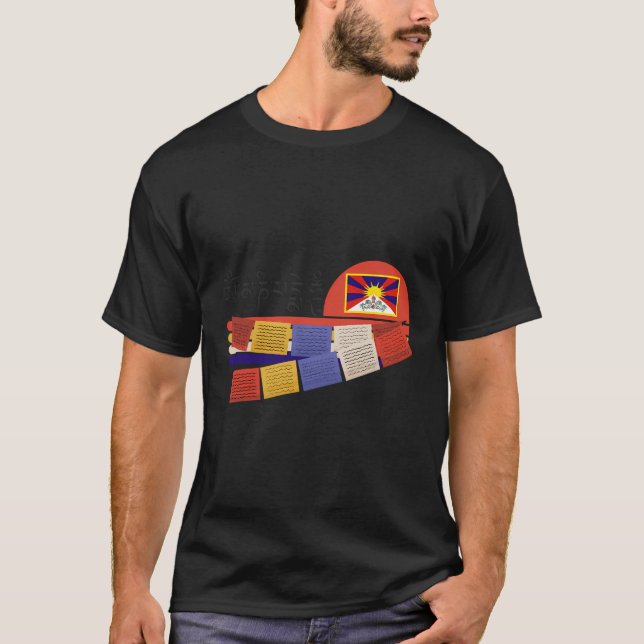 Om Mani Padme Hum Tibetan Buddhist Mantra With Pra T-Shirt (Front)
