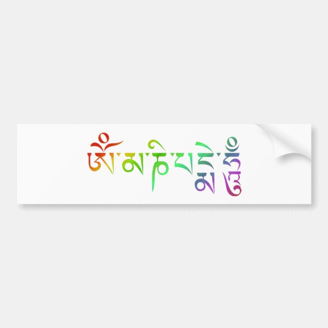 Om Mani Padme Hum Tibetan Mantra Rainbow Bumper Sticker (Front)