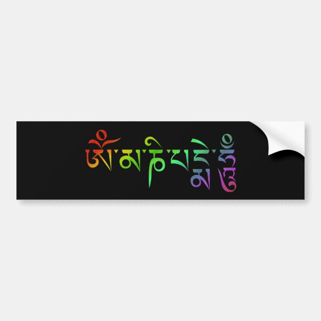 Om Mani Padme Hum Tibetan Mantra Rainbow Bumper Sticker (Front)