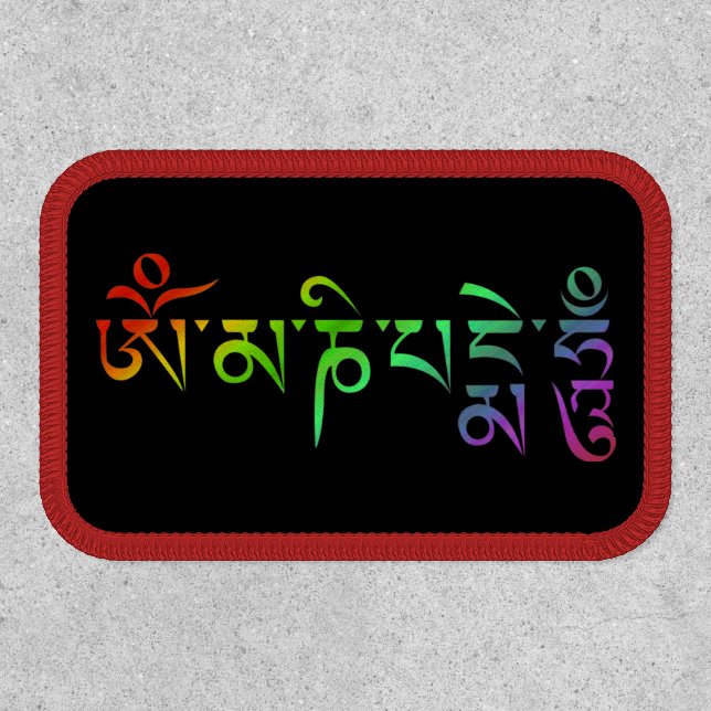 Om Mani Padme Hum Tibetan Mantra Rainbow Patch (Front)