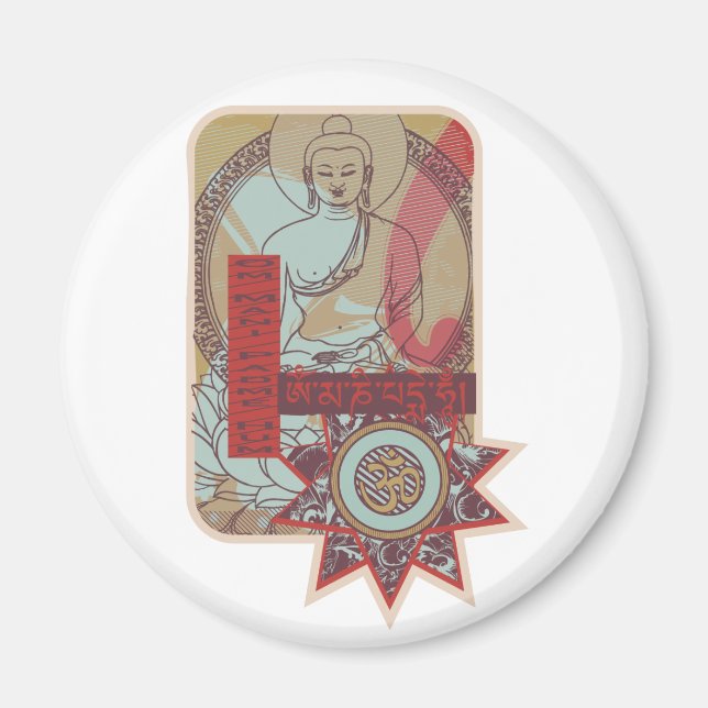 Om Mani Padme Hum Vintage Magnet (Front)