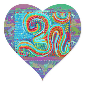 OM Mantra - 108 Times Heart Sticker