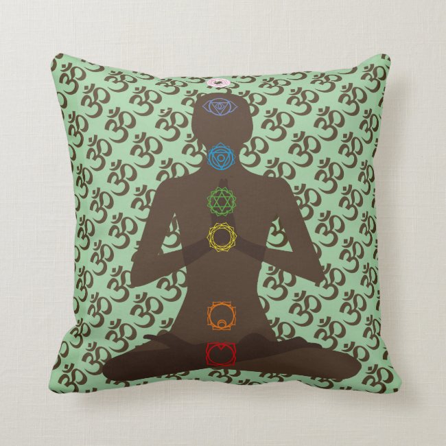 Om Mantra 7 Chakras Yoga Design Throw Pillow
