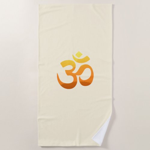 Om Mantra Gold Sun Meditation Yoga Yellow Orange Beach Towel