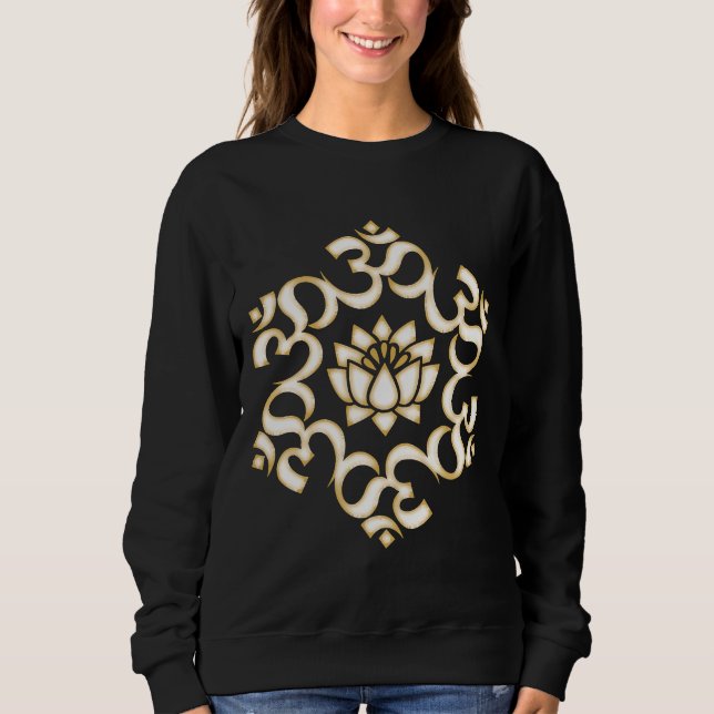 Om Mantra Mandala Lotus Flower Buddhism Yoga Symbo Sweatshirt (Front)