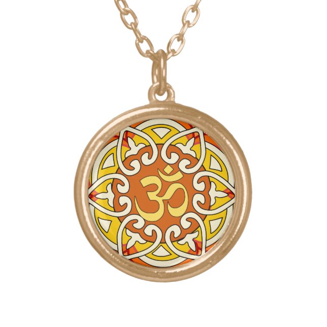 om, mantra om gold plated necklace (Front)