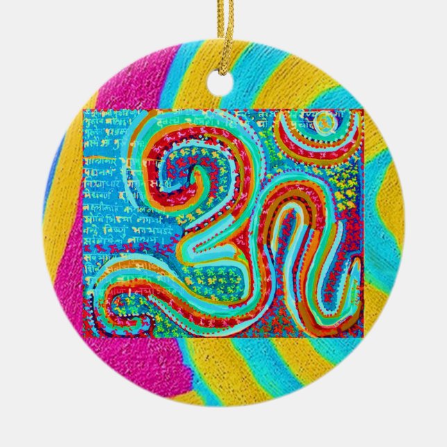 Om Mantra - Om written 108 times Ceramic Ornament (Front)