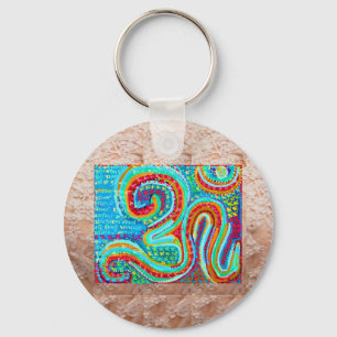 OM Mantra on Golden Jewel Base Art Keychain