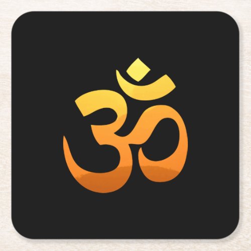 Om Mantra Symbol Asana Relax Meditation Yoga Square Paper Coaster