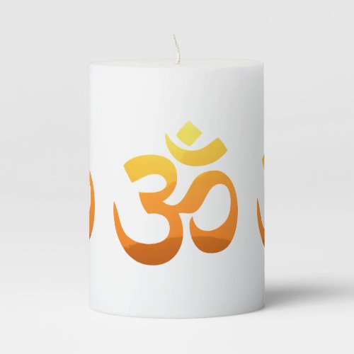 Om Mantra Symbol Gold Sun Asana Meditation Yoga Pillar Candle